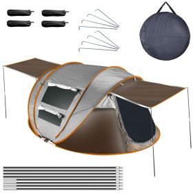 5-8 Person Pop Up Tent Automatic Setup Camping Tent Waterproof Instant Setup Tent with 4 Tent Poles 2 Mosquito Net Windows Carrying Bag for Hiking Cli (Option: Khaki_5_8)