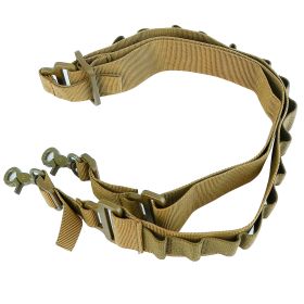 Tactical Shotgun Sling 2 Point Gun Sling Adjustable Shoulder Strap Rifle Shotgun Belts w/ 15-Shell Holders (Option: Khali)